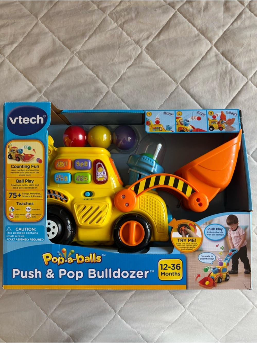 VTech Pop-a-Balls Push & Pop Bulldozer - Yellow & Orange